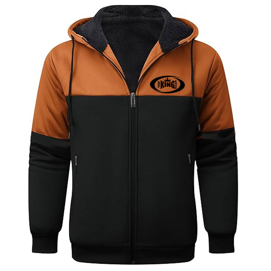 Full Zip Up Thick Sherpa Lined Hoodie Jacket:-