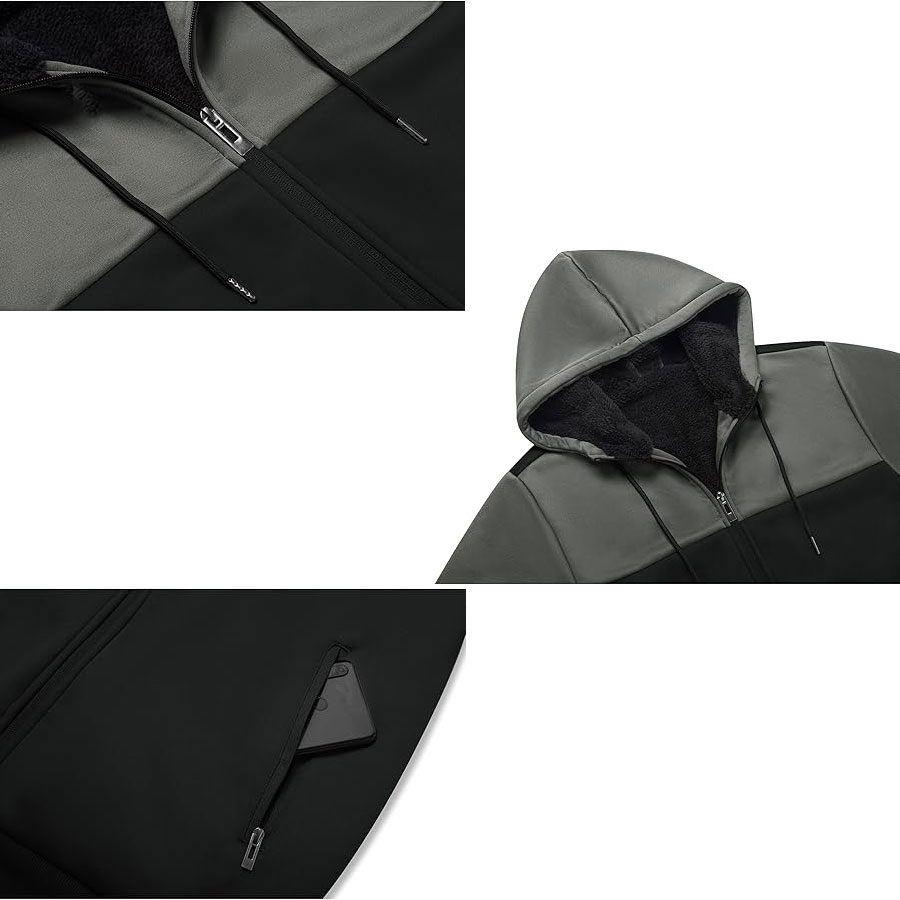 Full Zip Up Thick Sherpa Lined Hoodie Jacket:-
