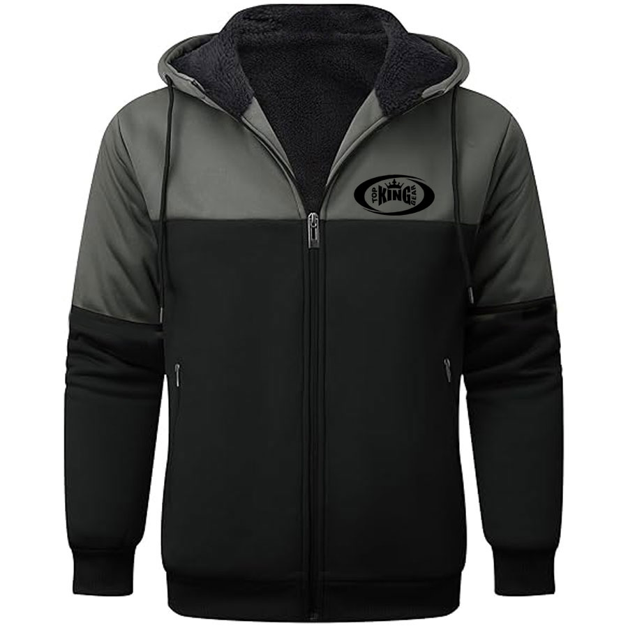 Full Zip Up Thick Sherpa Lined Hoodie Jacket:-