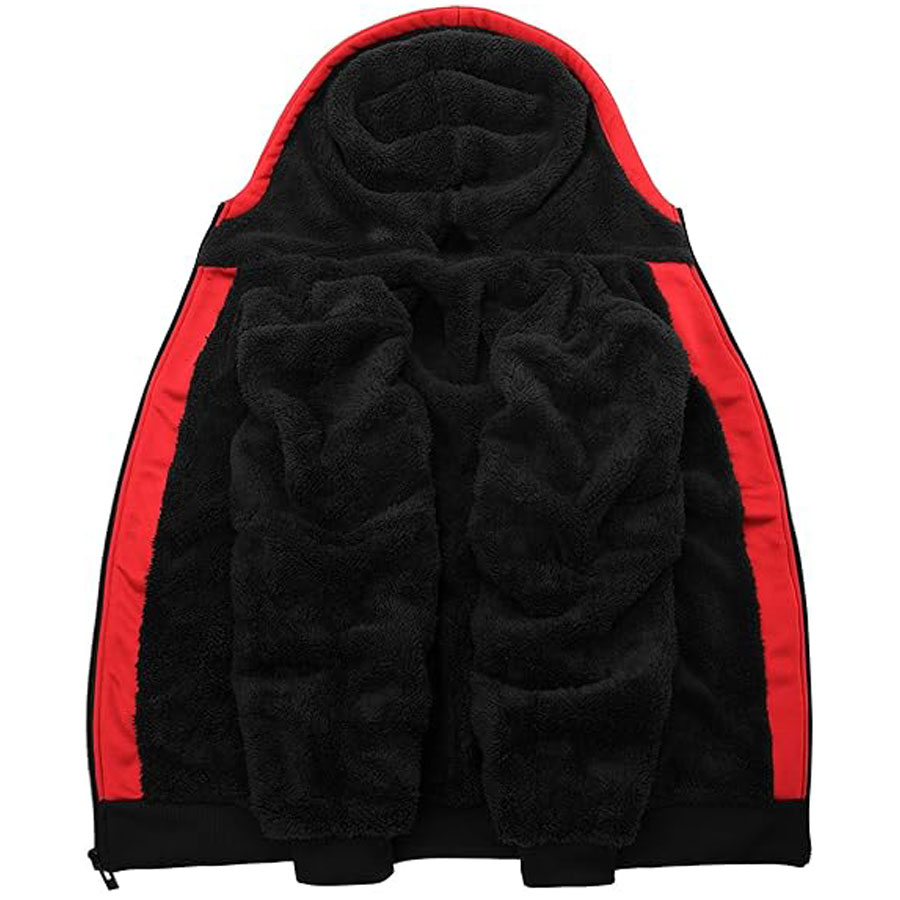 Full Zip Up Thick Sherpa Lined Hoodie Jacket:-