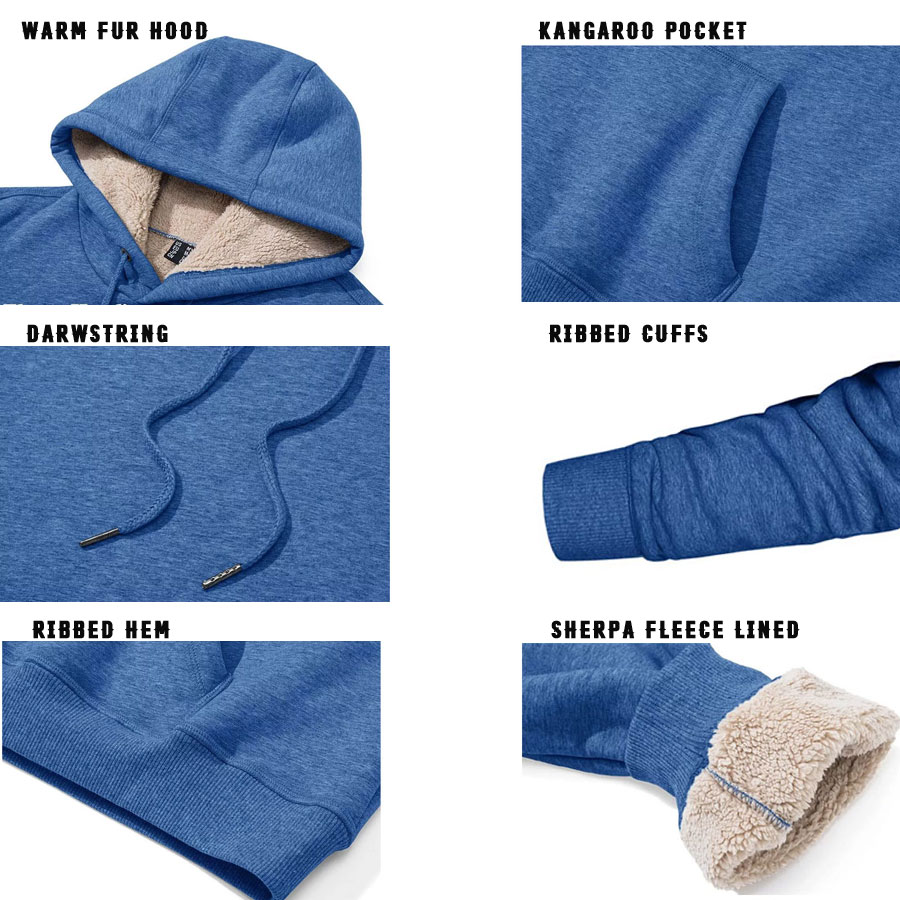 Men Pullover Sherpa Lined Hoodie Jacket:-