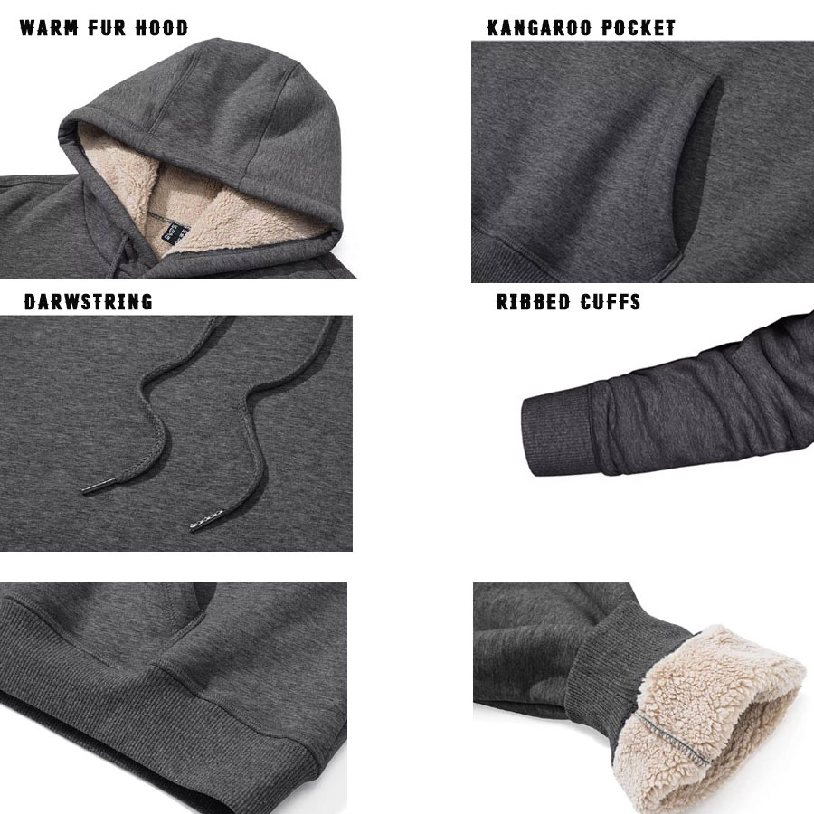 Men Pullover Sherpa Lined Hoodie Jacket:-