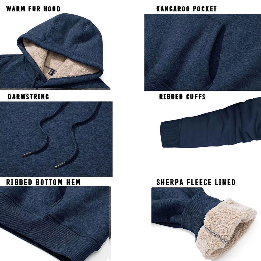 Sherpa Fleece Lined Pullover Hoodies Jackets:-