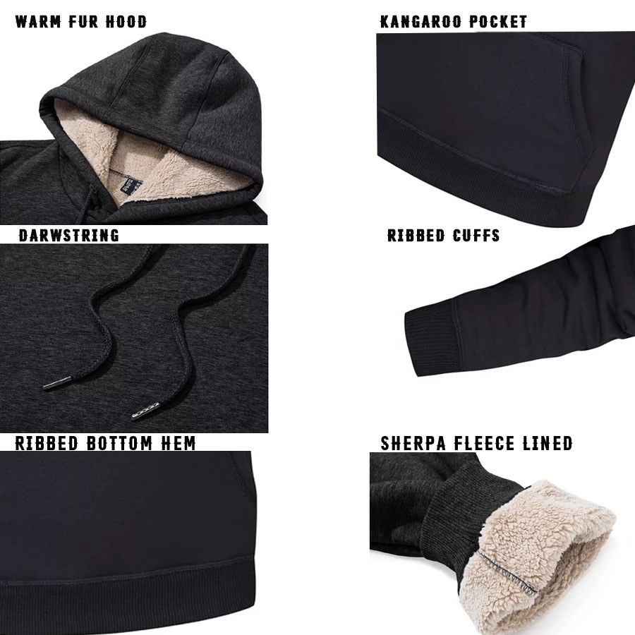 Sherpa Fleece Lined Pullover Hoodies Jackets:-