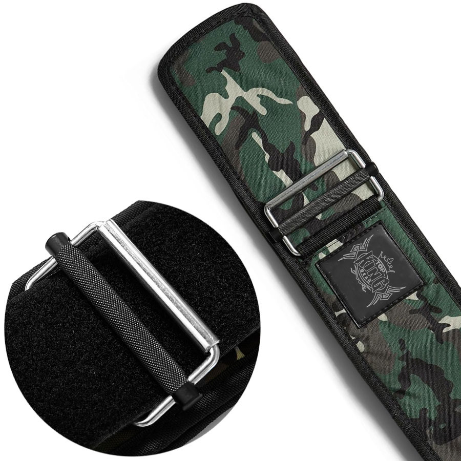4 Inch Camo Print Neoprene Quick Locking Weightlifting Belt:-