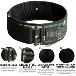 4 Inch Camo Print Neoprene Quick Locking Weightlifting Belt:-
