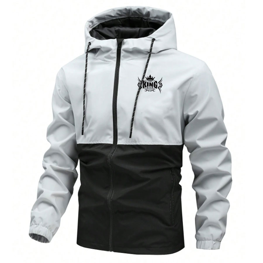 Men Colorblock Hoodie Bomber Jackets:-