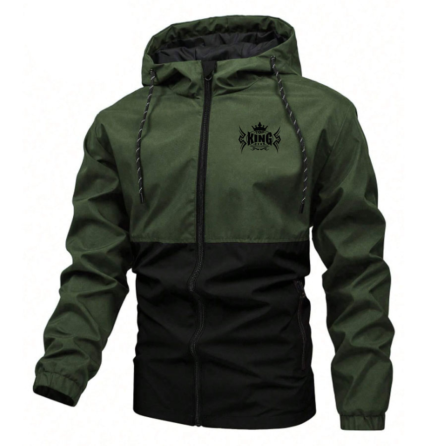 Men Colorblock Hoodie Bomber Jackets:-