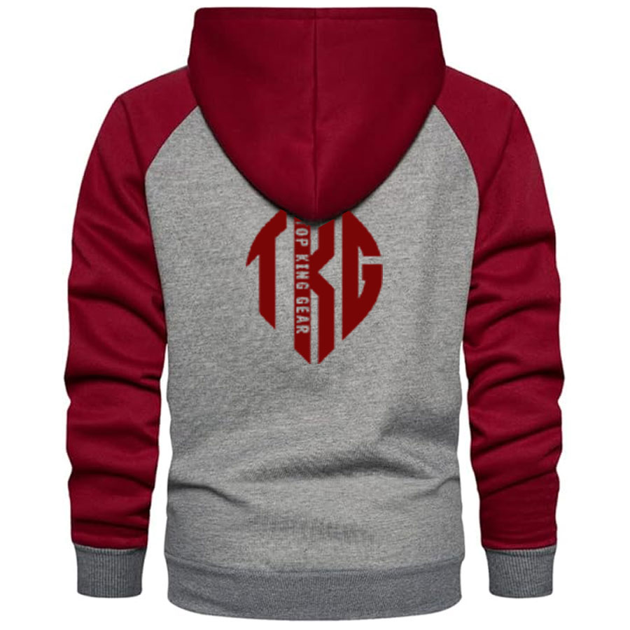 Casual Contrast Panels Raglan Sleeve Zip Up Hoodie