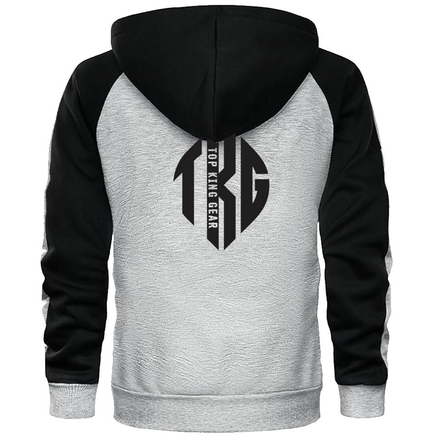 Casual Contrast Panels Raglan Sleeve Zip Up Hoodie