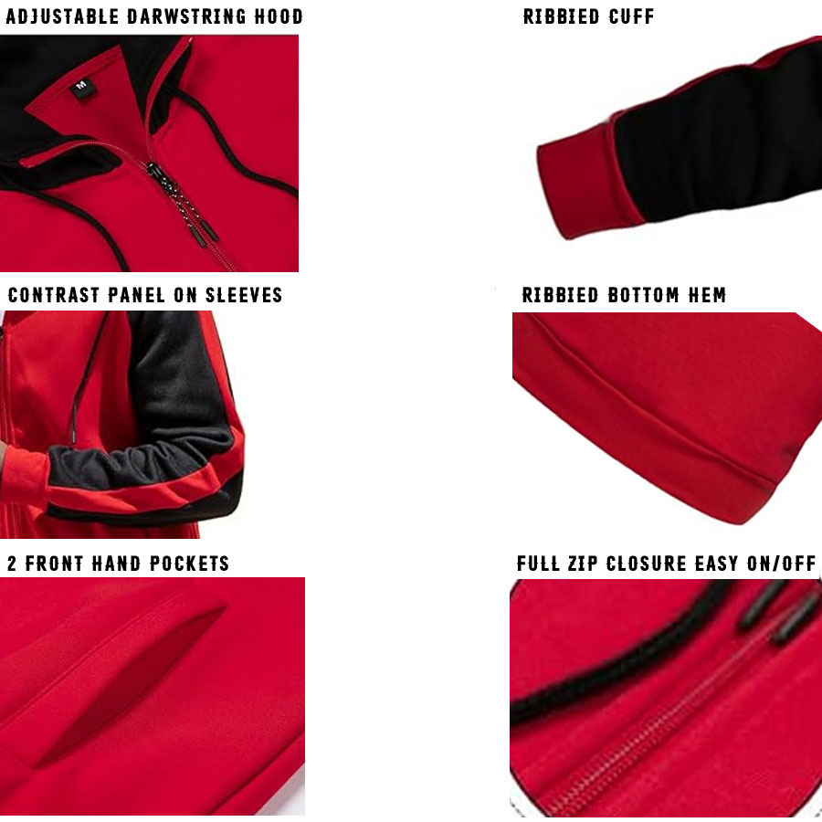 Casual Contrast Panels Raglan Sleeve Zip Up Hoodie
