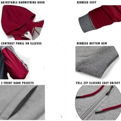 Casual Contrast Panels Raglan Sleeve Zip Up Hoodie