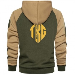 Casual Contrast Panels Raglan Sleeve Zip Up Hoodie