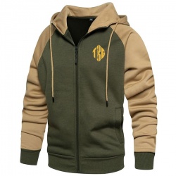 Casual Contrast Panels Raglan Sleeve Zip Up Hoodie