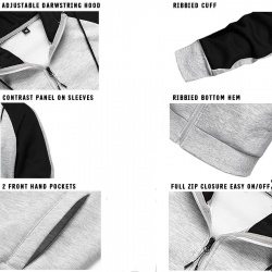 Casual Contrast Panels Raglan Sleeve Zip Up Hoodie
