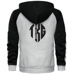 Casual Contrast Panels Raglan Sleeve Zip Up Hoodie