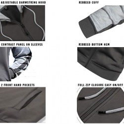 Casual Contrast Panels Raglan Sleeve Zip Up Hoodie