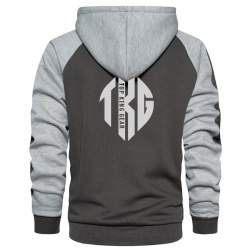 Casual Contrast Panels Raglan Sleeve Zip Up Hoodie