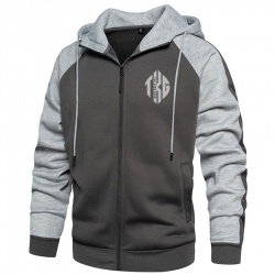 Casual Contrast Panels Raglan Sleeve Zip Up Hoodie