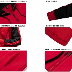Casual Contrast Panels Raglan Sleeve Zip Up Hoodie