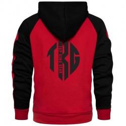 Casual Contrast Panels Raglan Sleeve Zip Up Hoodie