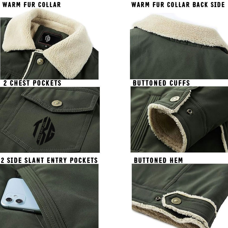 Casual Sherpa Fleece Lined Jacket With Fur Collar