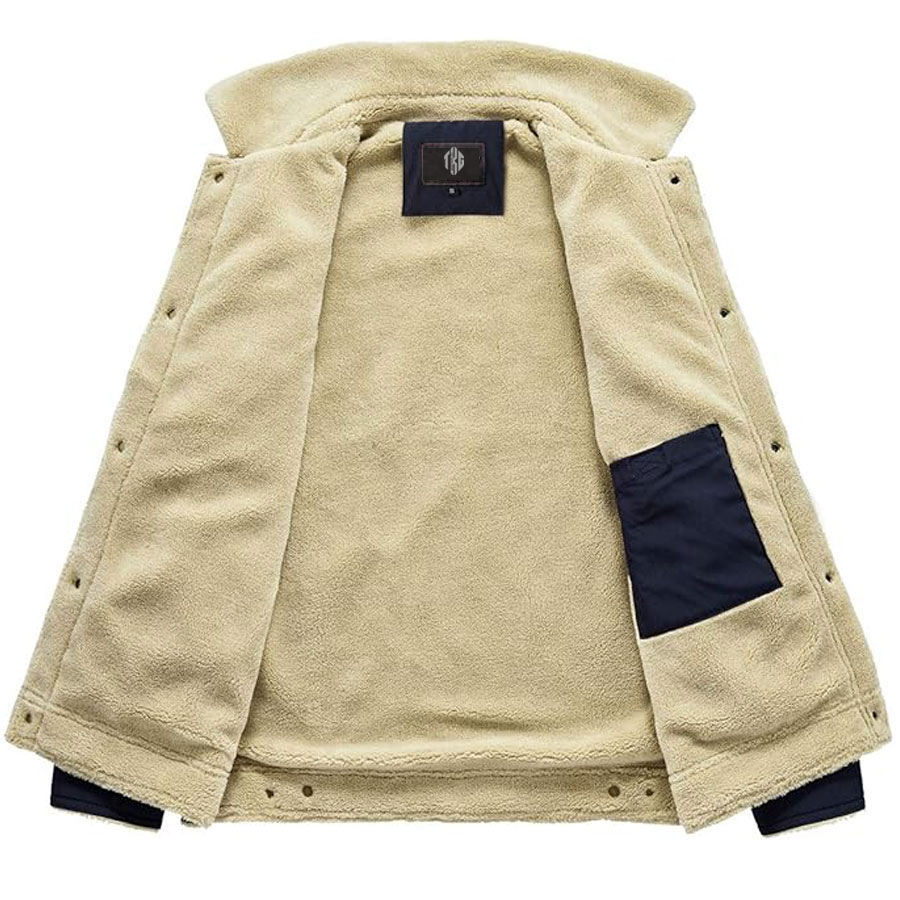  Casual Sherpa Fleece Lined Jacket With Fur Collar