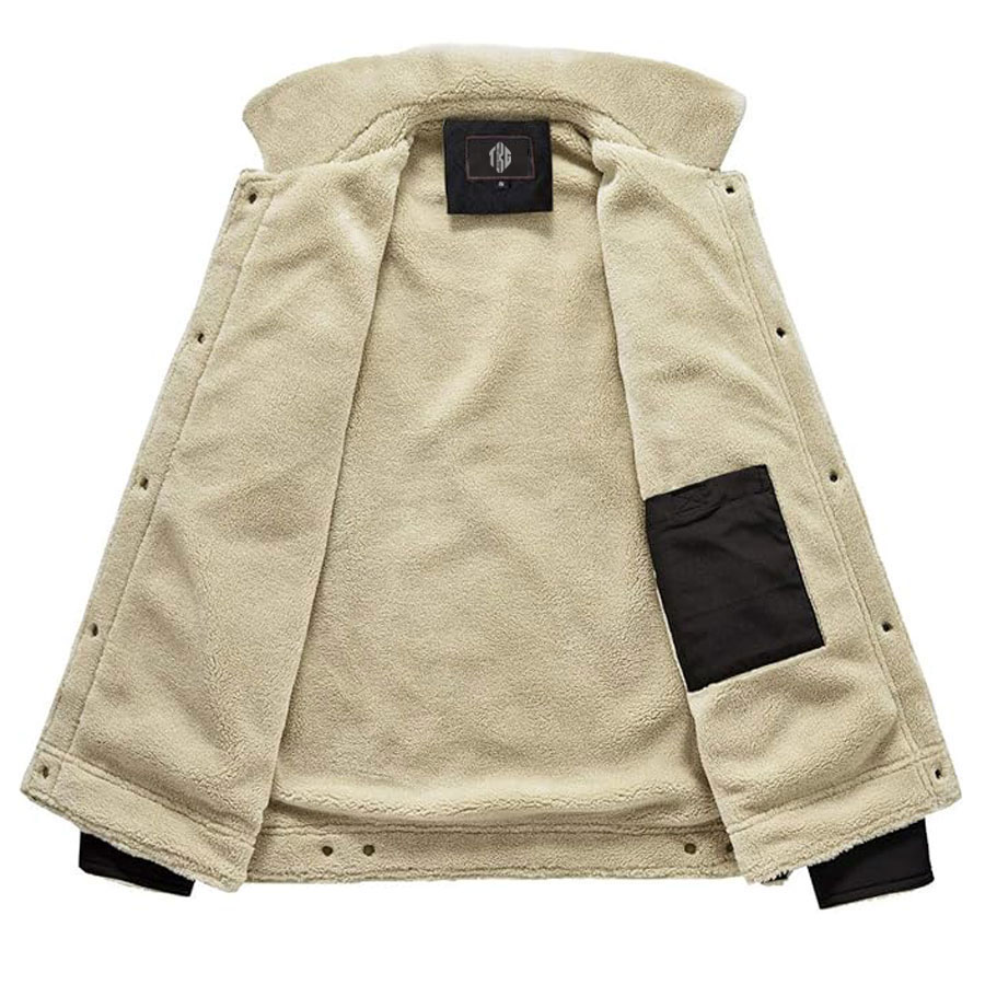  Casual Sherpa Fleece Lined Jacket With Fur Collar