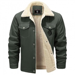  Casual Sherpa Fleece Lined Jacket With Fur Collar