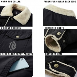  Casual Sherpa Fleece Lined Jacket With Fur Collar