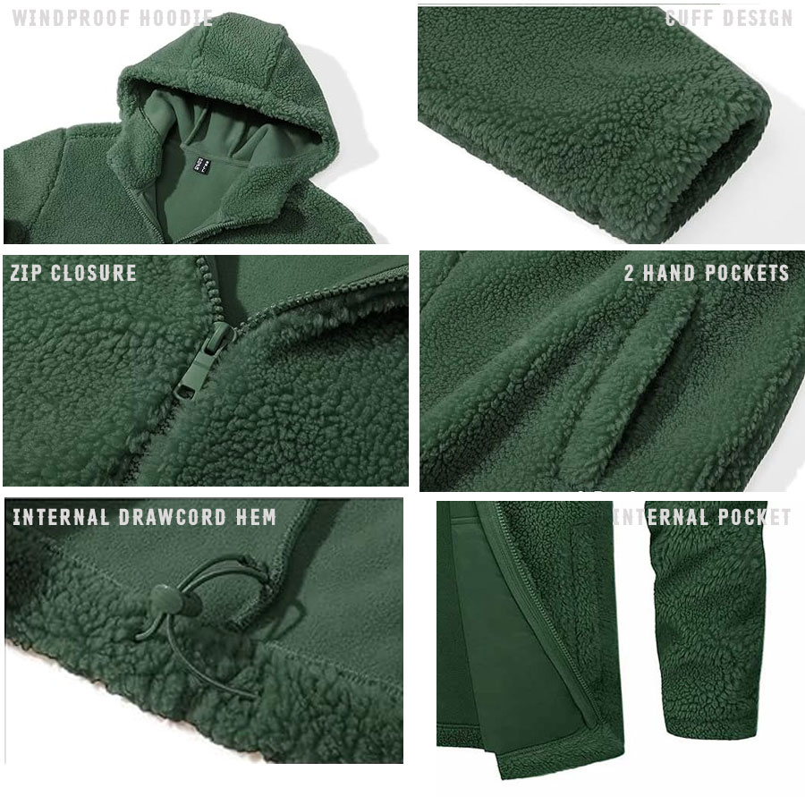Casual Warm sherpa Fleece Hooded Jacket:-