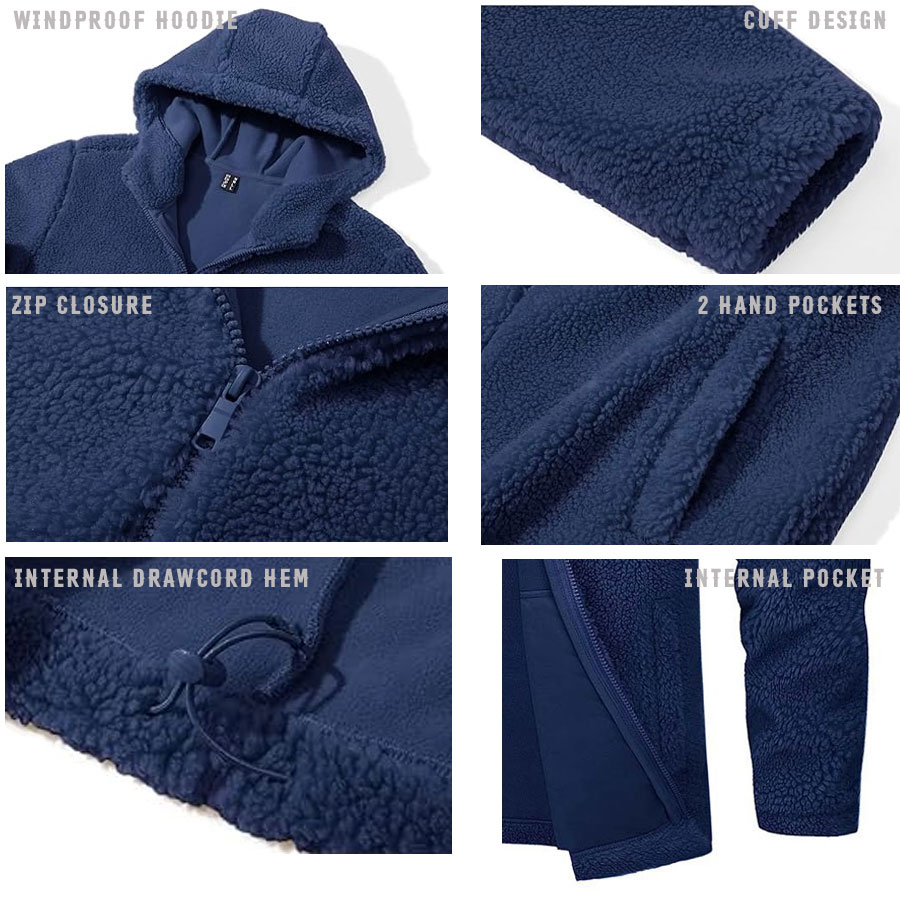 Casual Warm sherpa Fleece Hooded Jacket:-