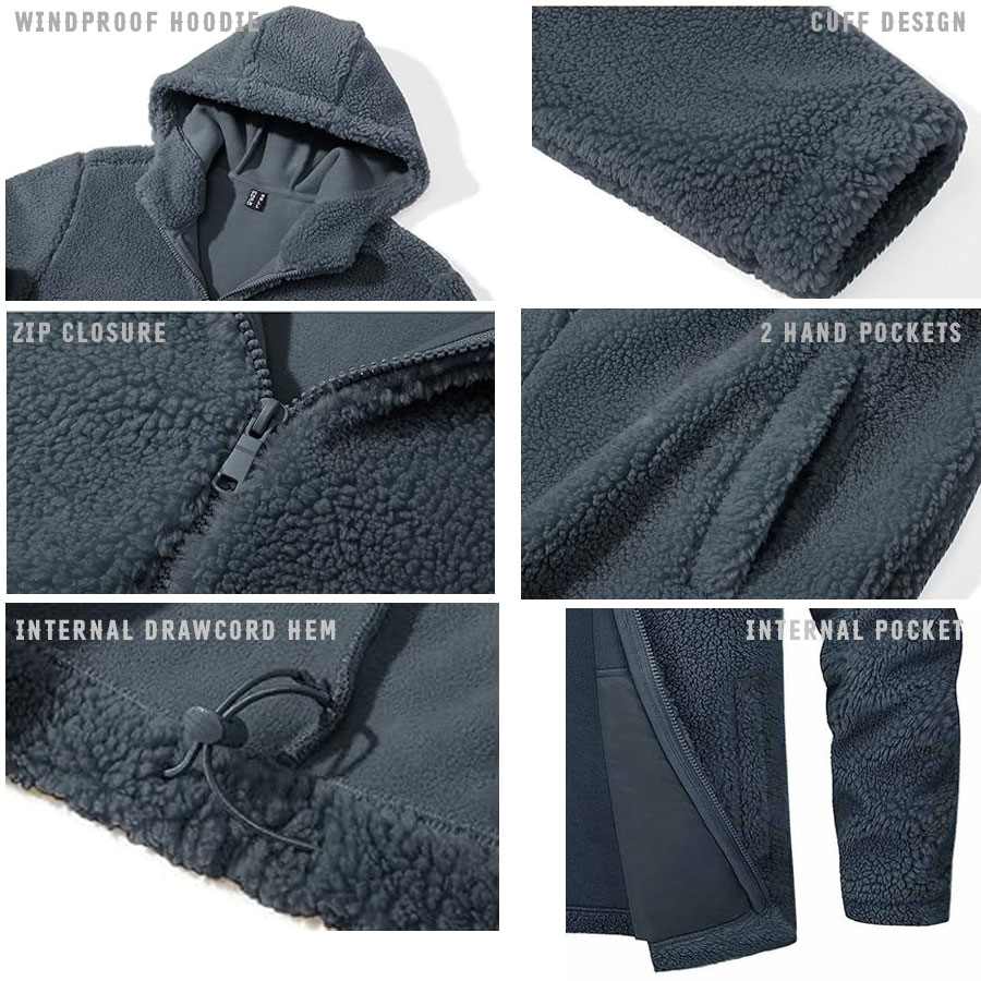 Casual Warm sherpa Fleece Hooded Jacket:-