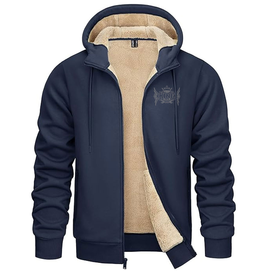 Sherpa Fleece Lined Zip Up Hooded Jacket:-