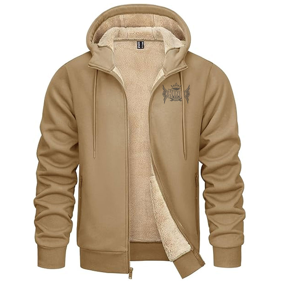 Sherpa Fleece Lined Zip Up Hooded Jacket:-