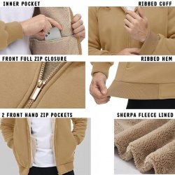 Sherpa Fleece Lined Zip Up Hooded Jacket:-