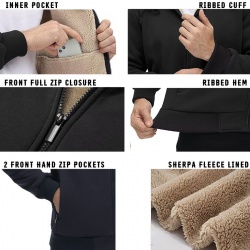 Sherpa Fleece Lined Zip Up Hooded Jacket:-