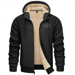 Sherpa Fleece Lined Zip Up Hooded Jacket:-