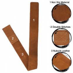 Leather Weight Lifting Gym Straps- Tan Brown