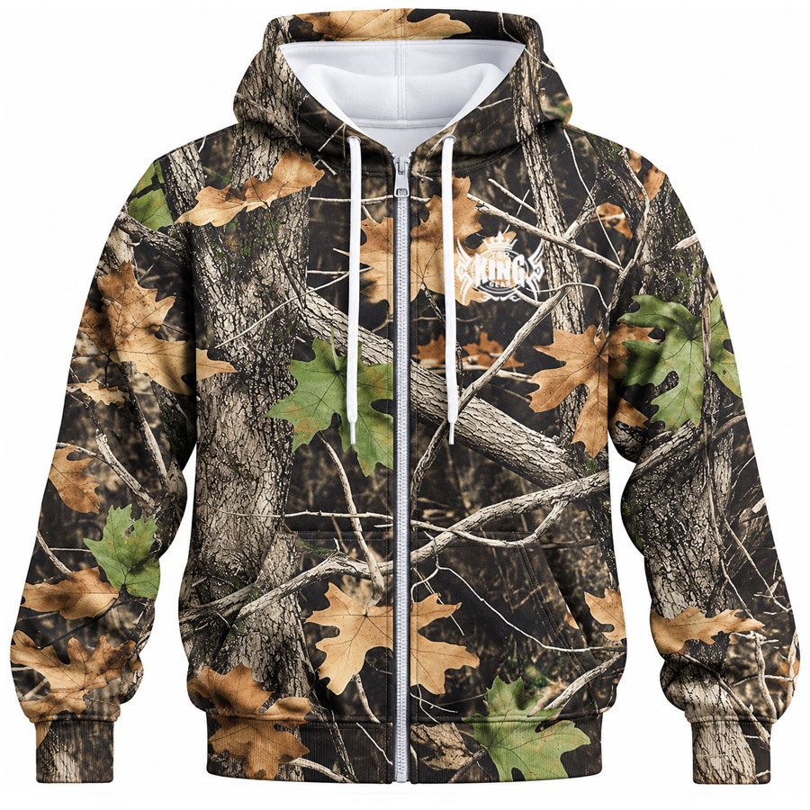 TOPKINGGEAR Premium Quality Camouflage Zip-Up Hunting Hoodie