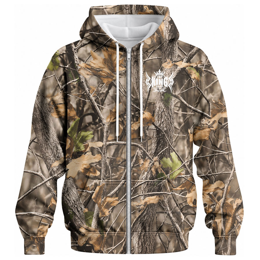 TOPKINGGEAR Premium Camouflage Hunting Zip-Up Hoodie for Men
