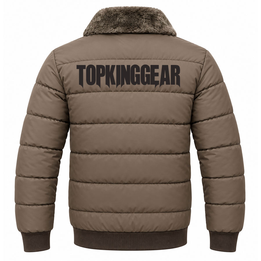  TOP KING GEAR Premium Black Fur Collar Quilted Puffer Bomber Jackets