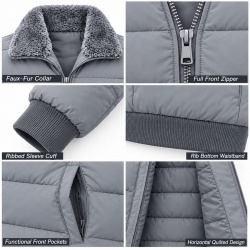  TOP KING GEAR Premium Black Fur Collar Quilted Puffer Bomber Jackets