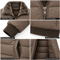  TOP KING GEAR Premium Black Fur Collar Quilted Puffer Bomber Jackets