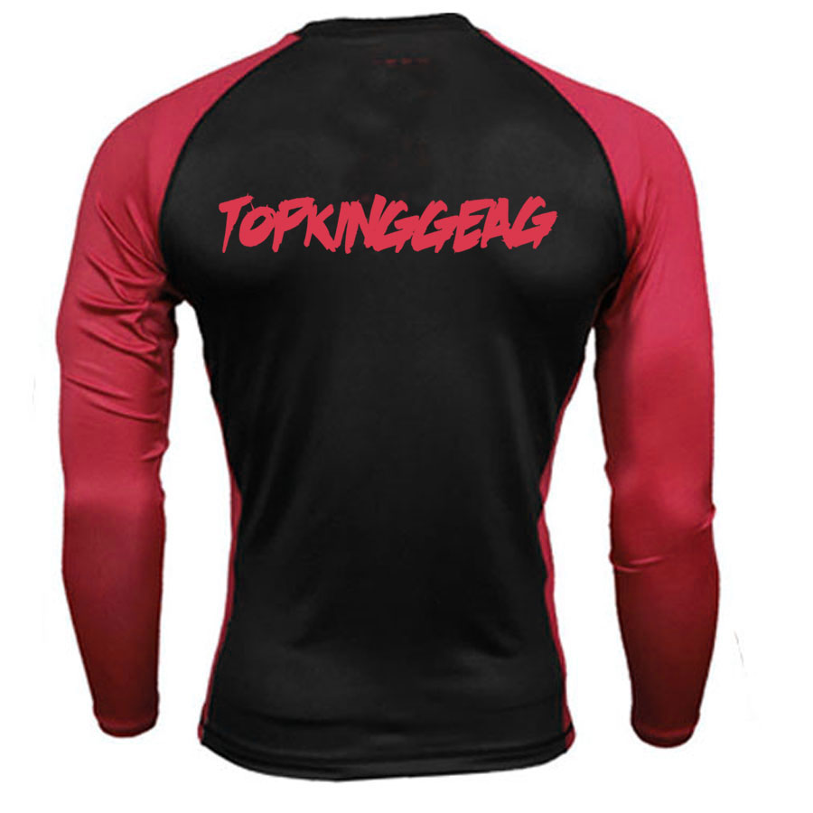 Contrast Color Long Sleeve Compression Rash Guard:-