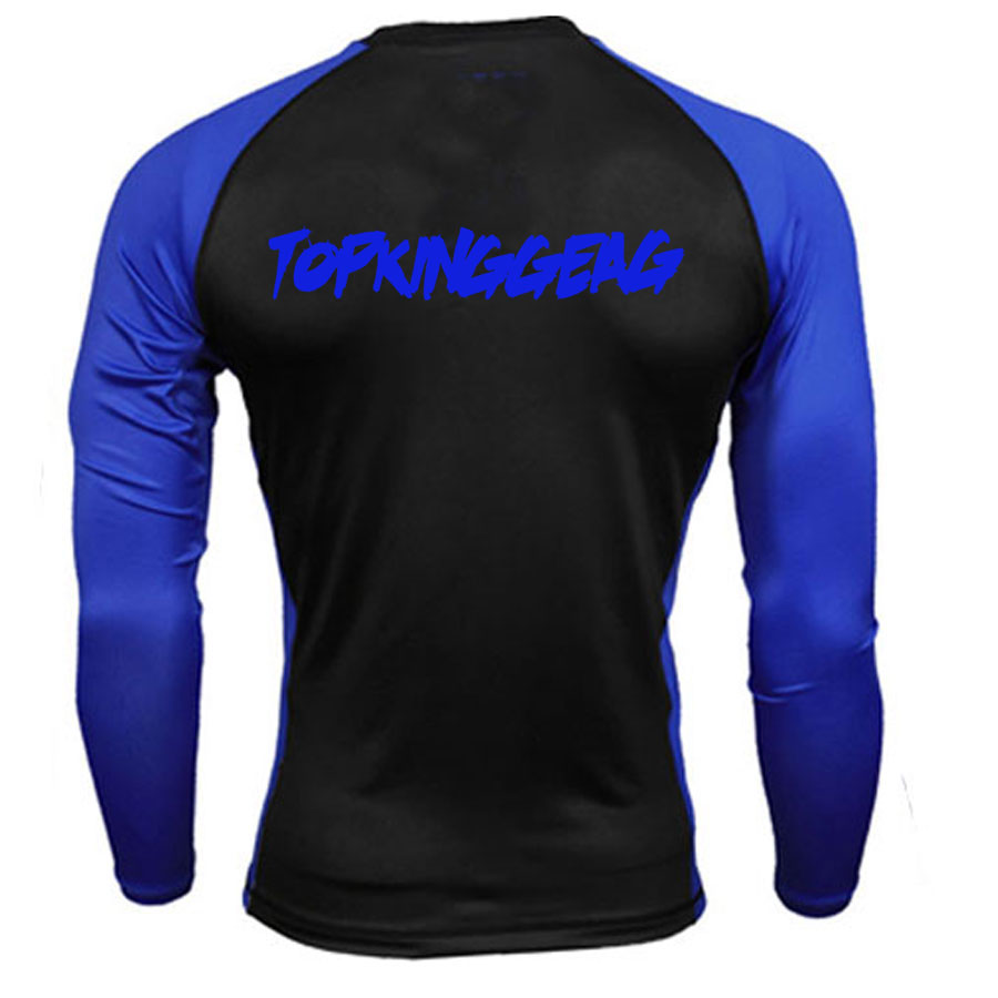 Contrast Color Long Sleeve Compression Rash Guard:-