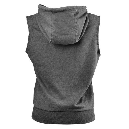 Women Sleeveless Grey Fleece Hoodies/ Ladies Gym Vest Hoodie